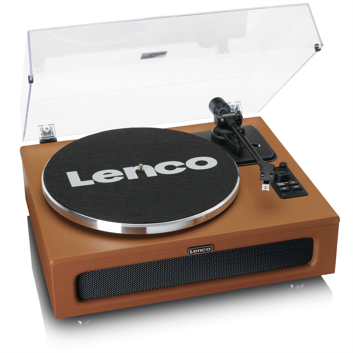 Lenco LS-430 – Plattenspieler (Riemenantrieb, manuell), Bluetooth, Phono-Vorverstärker, 33⅓/45 U/min – Braun