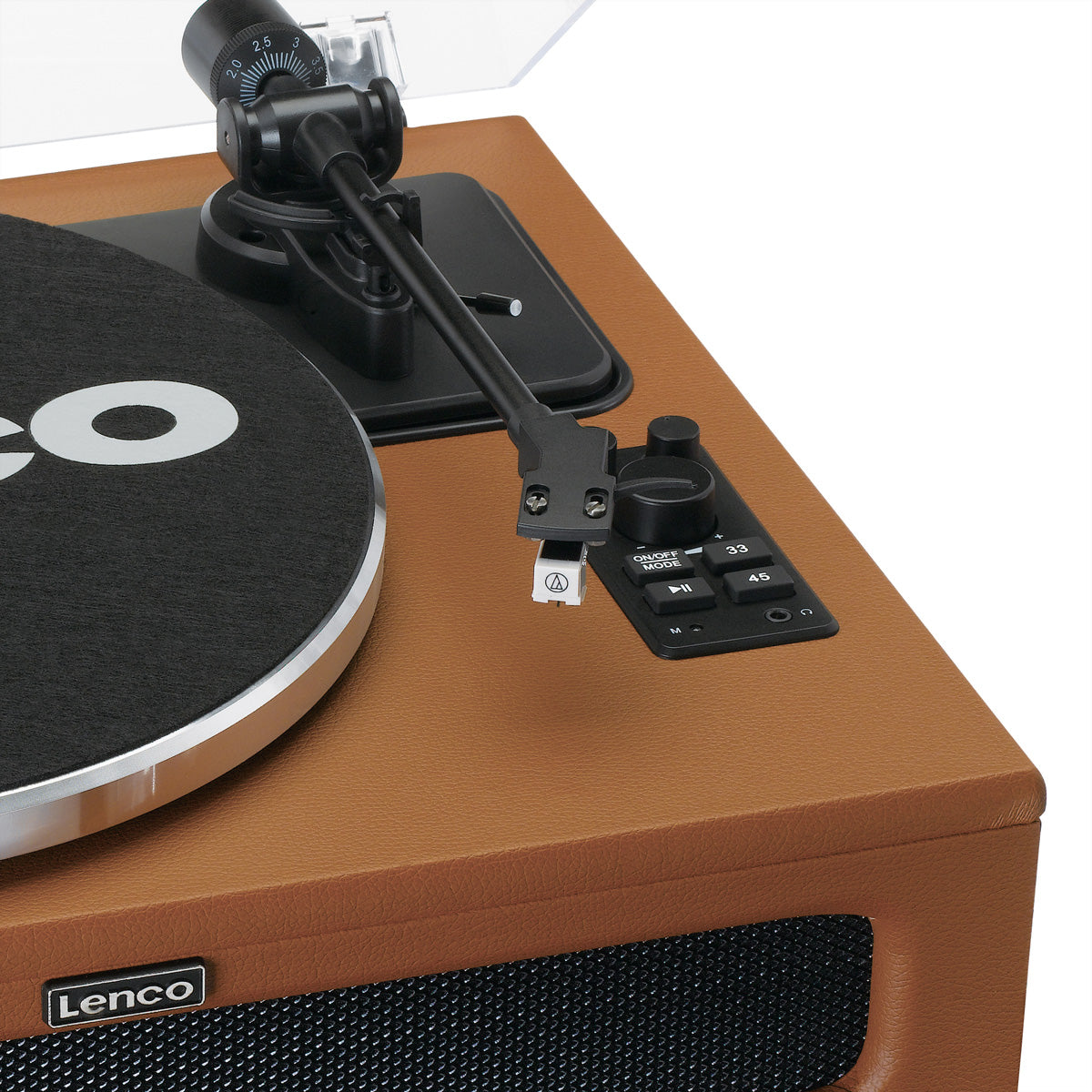 Lenco LS-430 – Plattenspieler (Riemenantrieb, manuell), Bluetooth, Phono-Vorverstärker, 33⅓/45 U/min – Braun