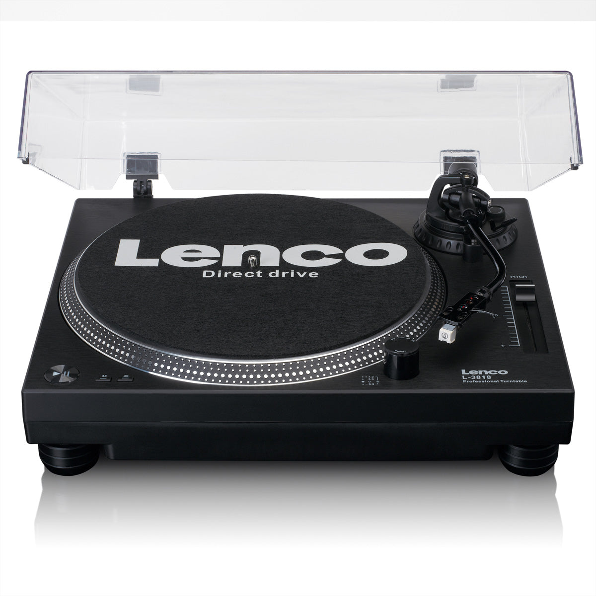 Lenco L-3818BK – Plattenspieler (Direktantrieb, automatisch), Phono-Vorverstärker, 33⅓/45 U/min – Schwarz