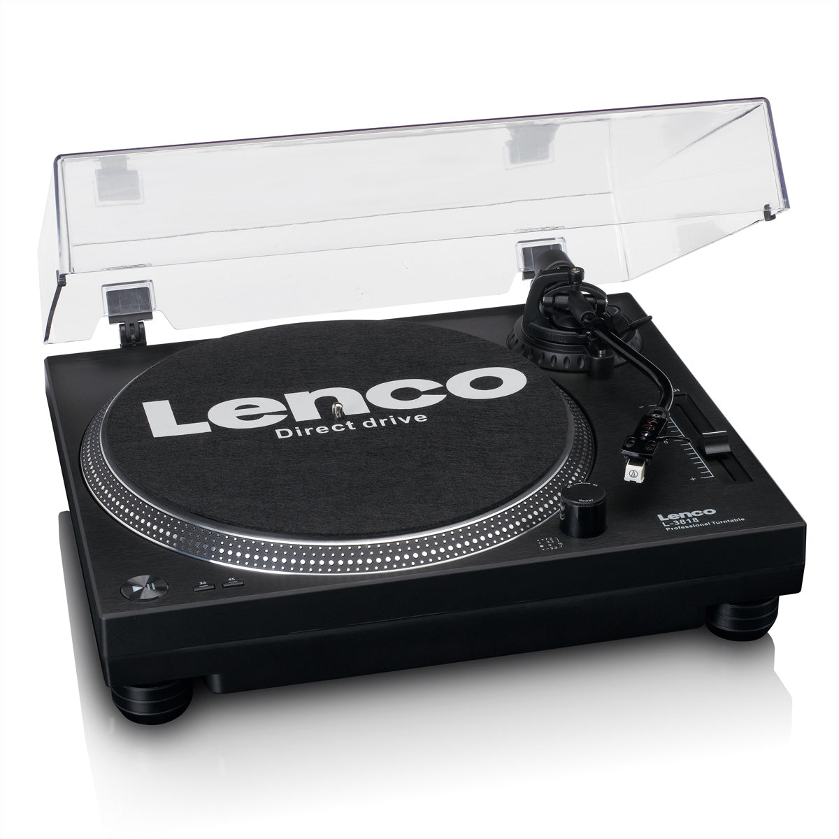 Lenco L-3818BK – Plattenspieler (Direktantrieb, automatisch), Phono-Vorverstärker, 33⅓/45 U/min – Schwarz