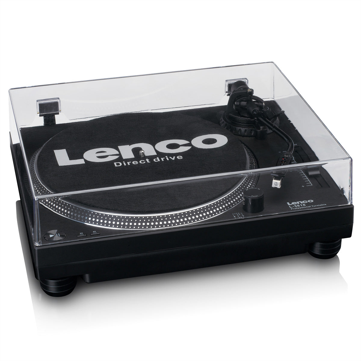 Lenco L-3818BK – Plattenspieler (Direktantrieb, automatisch), Phono-Vorverstärker, 33⅓/45 U/min – Schwarz