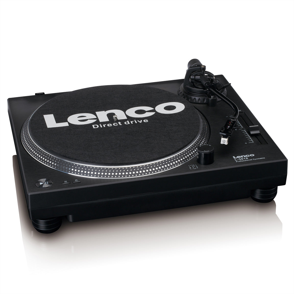 Lenco L-3818BK – Plattenspieler (Direktantrieb, automatisch), Phono-Vorverstärker, 33⅓/45 U/min – Schwarz