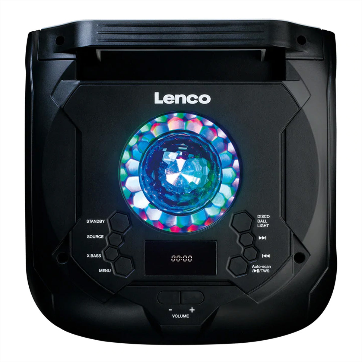Lenco PA-260BK – Party-Lautsprecher – 150 W, Diskokugel, 12 h – Schwarz