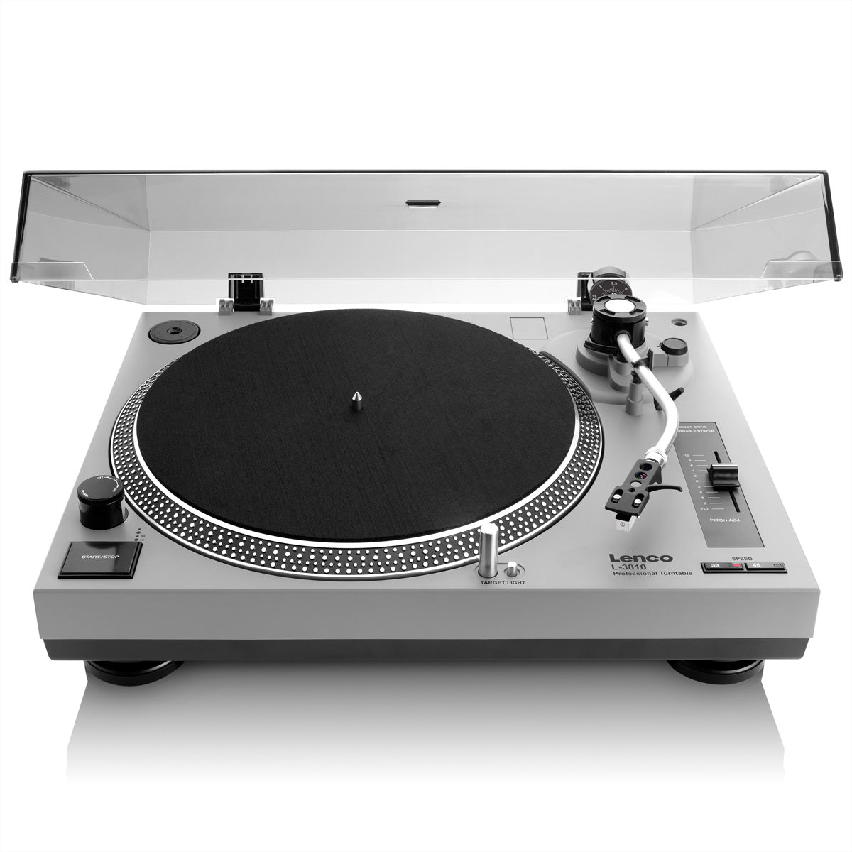 Lenco L-3810 – Plattenspieler (Direktantrieb, manuell), Phono-Vorverstärker, 33⅓/45 – Grau