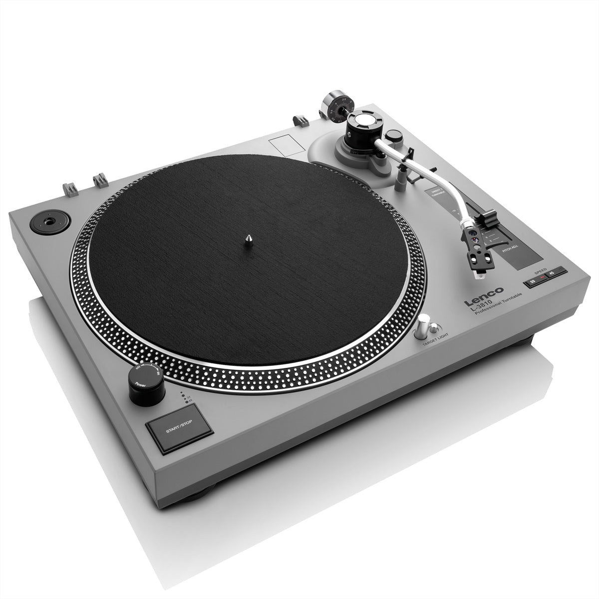 Lenco L-3810 – Plattenspieler (Direktantrieb, manuell), Phono-Vorverstärker, 33⅓/45 – Grau