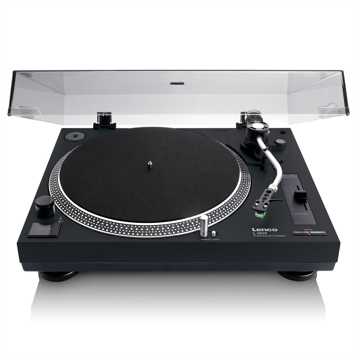 Lenco L-3828BK – Plattenspieler (Direktantrieb, manuell), Phono-Vorverstärker, 33⅓/45 – Schwarz
