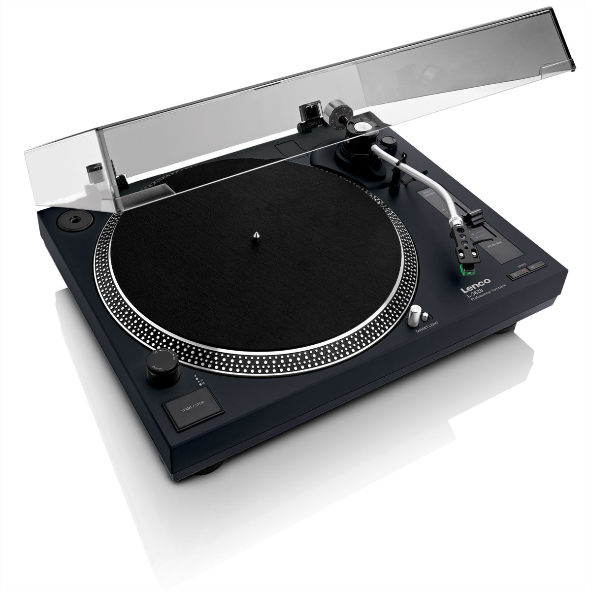 Lenco L-3828BK – Plattenspieler (Direktantrieb, manuell), Phono-Vorverstärker, 33⅓/45 – Schwarz