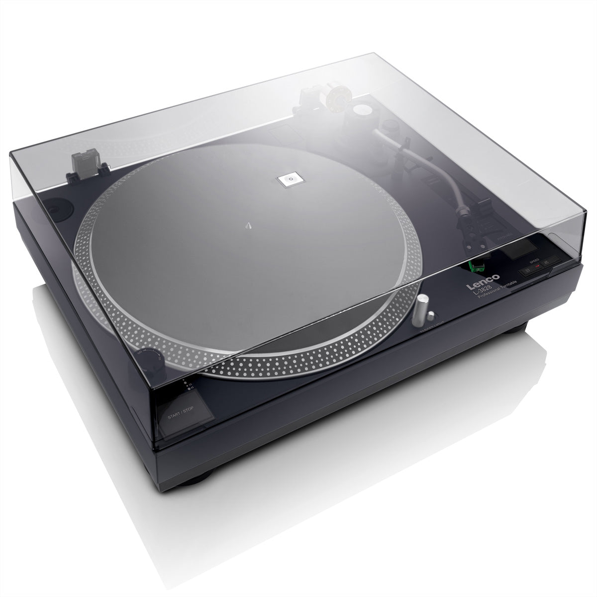 Lenco L-3828BK – Plattenspieler (Direktantrieb, manuell), Phono-Vorverstärker, 33⅓/45 – Schwarz