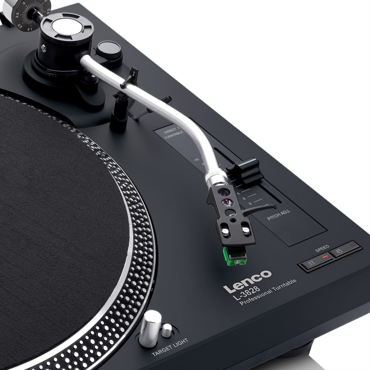 Lenco L-3828BK – Plattenspieler (Direktantrieb, manuell), Phono-Vorverstärker, 33⅓/45 – Schwarz
