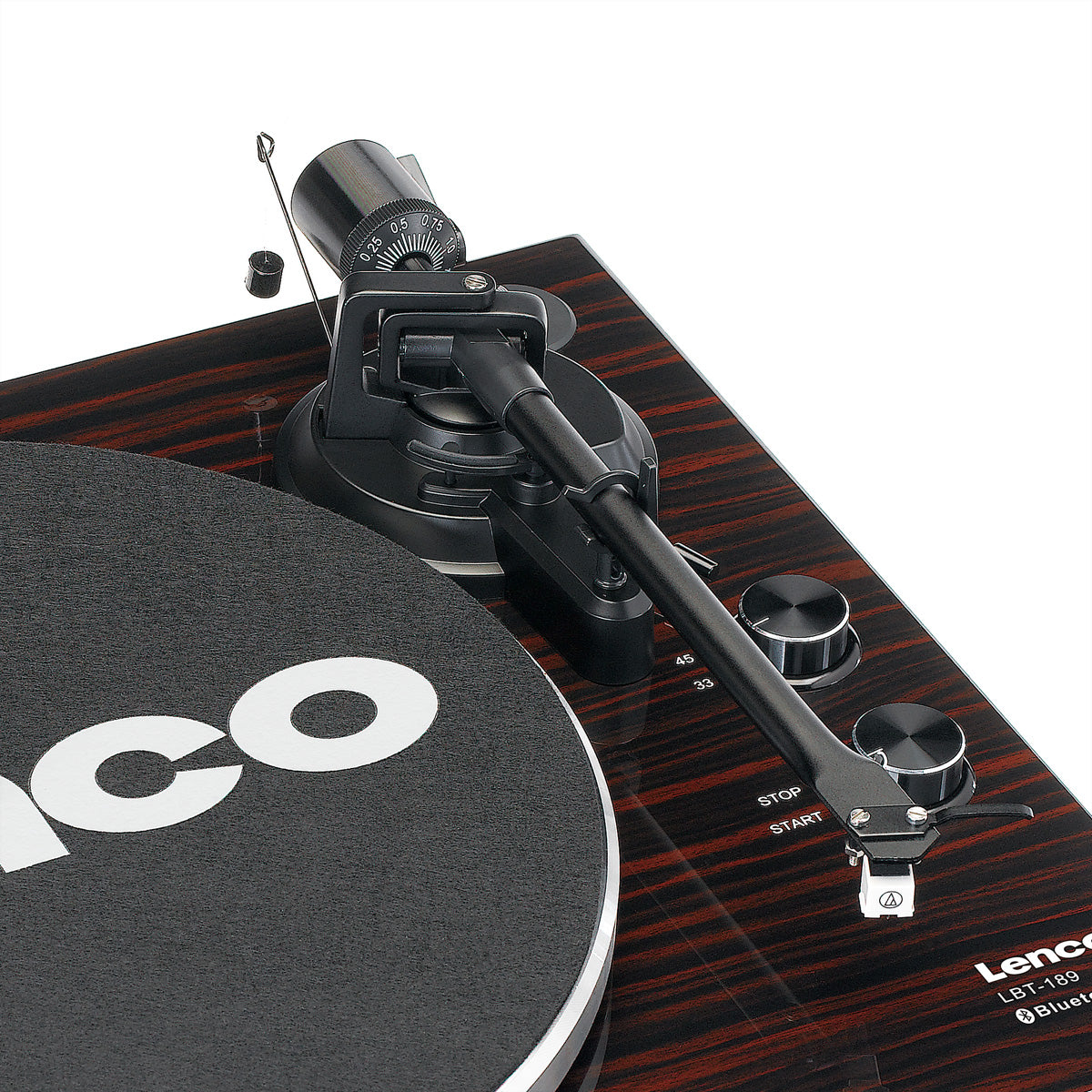 Lenco LBT-189WA – Plattenspieler (Riemenantrieb), Bluetooth, Phono-Vorverstärker, 33⅓/45 U/min – Schwarz/Braun