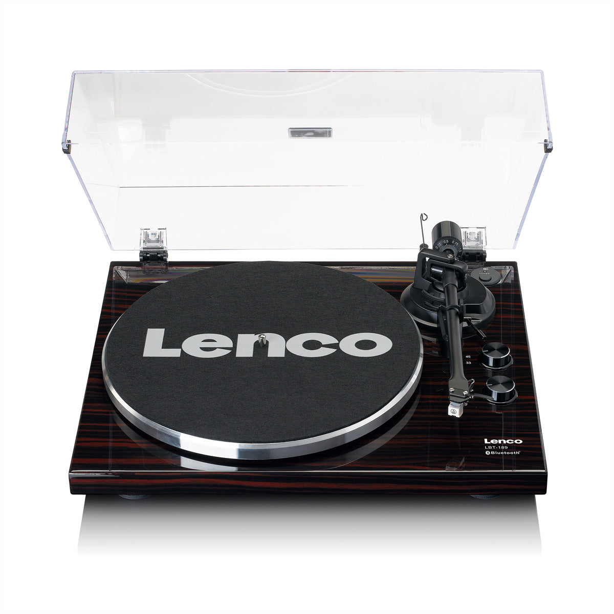 Lenco LBT-189WA – Plattenspieler (Riemenantrieb), Bluetooth, Phono-Vorverstärker, 33⅓/45 U/min – Schwarz/Braun
