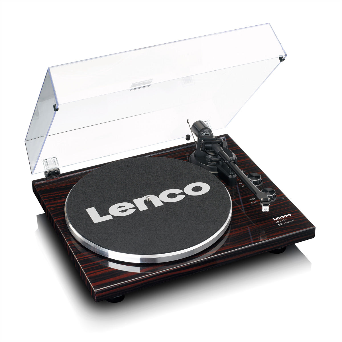 Lenco LBT-189WA – Plattenspieler (Riemenantrieb), Bluetooth, Phono-Vorverstärker, 33⅓/45 U/min – Schwarz/Braun