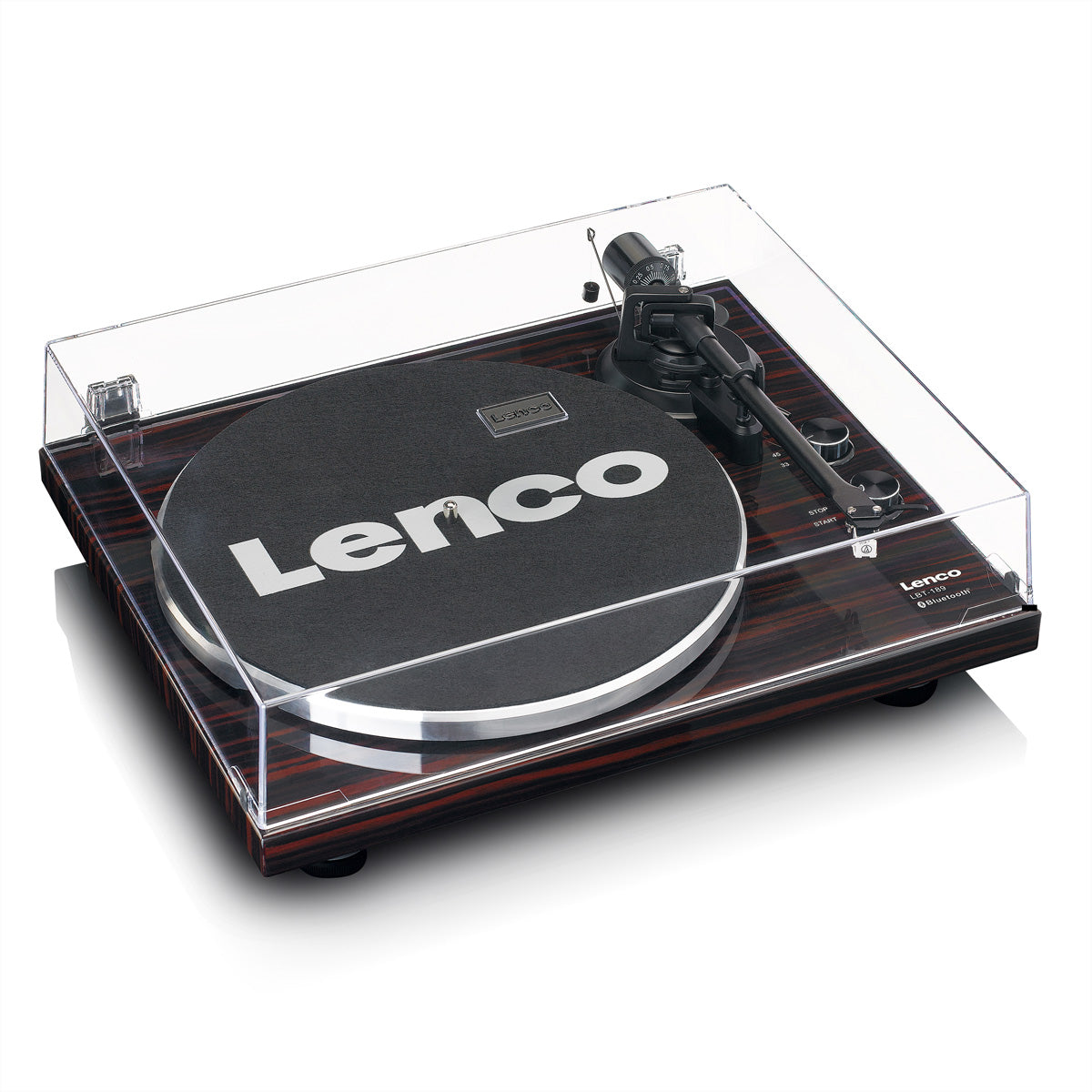 Lenco LBT-189WA – Plattenspieler (Riemenantrieb), Bluetooth, Phono-Vorverstärker, 33⅓/45 U/min – Schwarz/Braun
