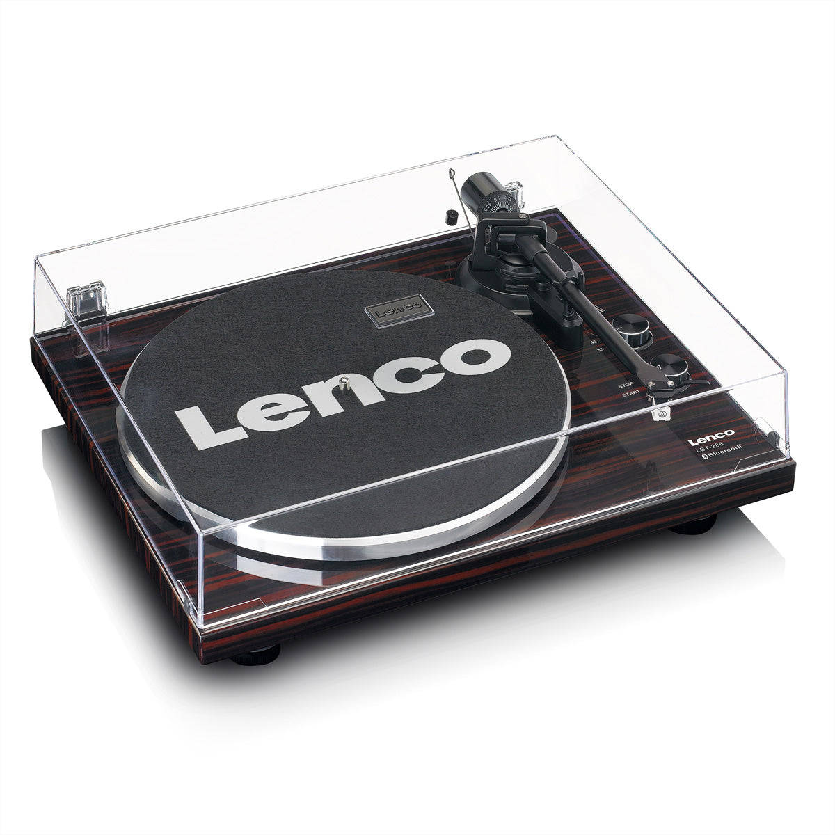 Lenco LBT-288WA – Plattenspieler (Riemenantrieb, manuell), Bluetooth, Phono-Vorverstärker, 33⅓/45 U/min – Schwarz/Braun