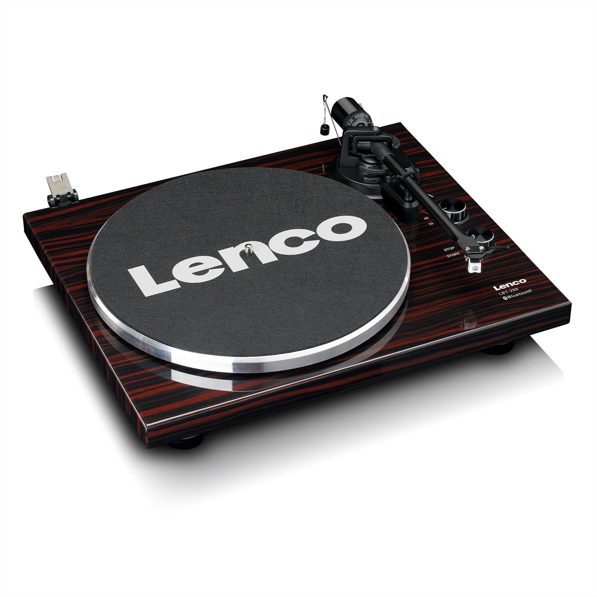 Lenco LBT-288WA – Plattenspieler (Riemenantrieb, manuell), Bluetooth, Phono-Vorverstärker, 33⅓/45 U/min – Schwarz/Braun