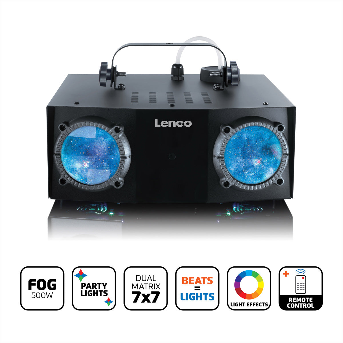 Lenco Disco-Licht LFM-110BK – 2×6 W, RGB, Musikmodus, Fernbedienung – Schwarz
