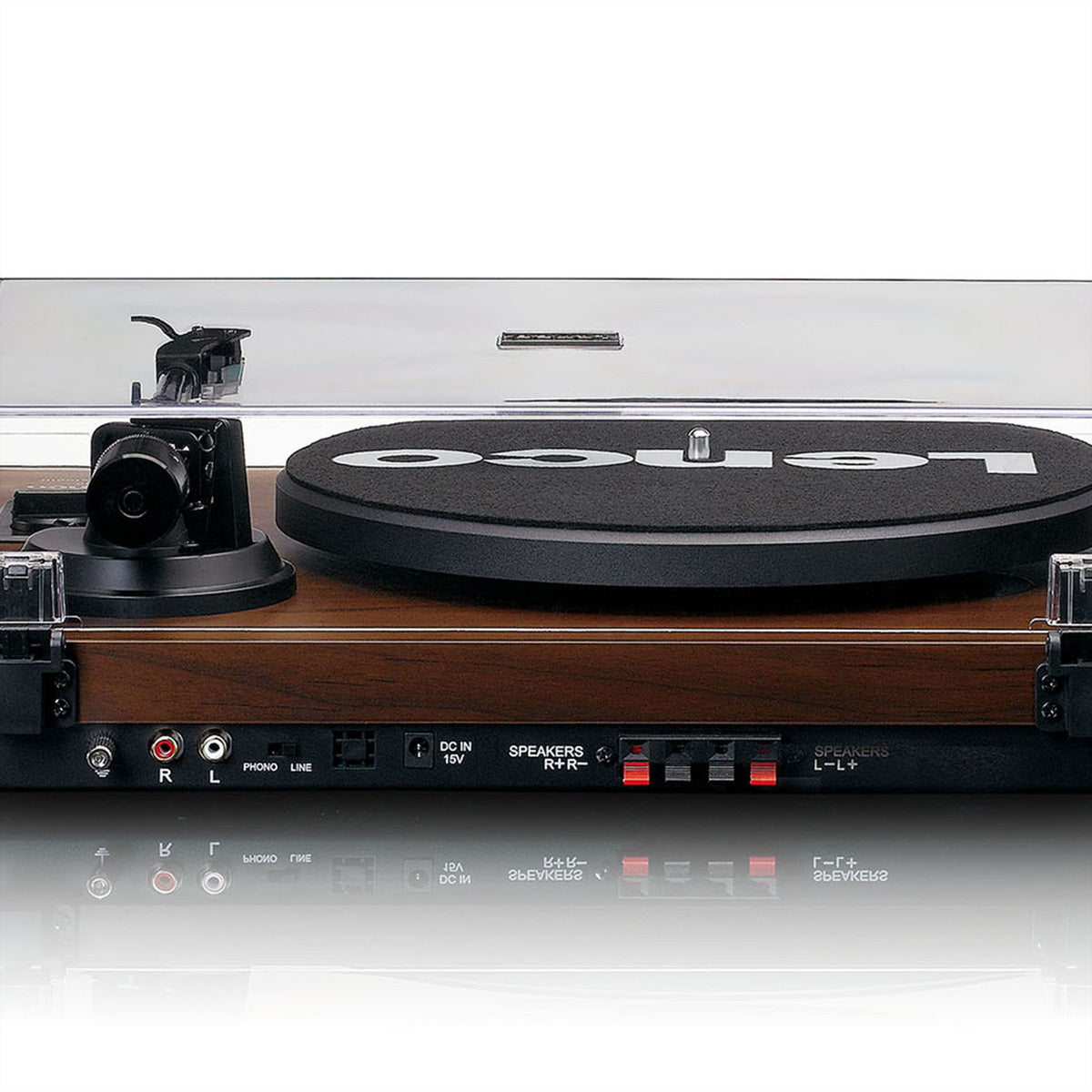 Lenco LS-600WA – Plattenspieler (Riemenantrieb, manuell), Bluetooth, Phono-Vorverstärker, 33⅓/45 U/min – Holz/Schwarz
