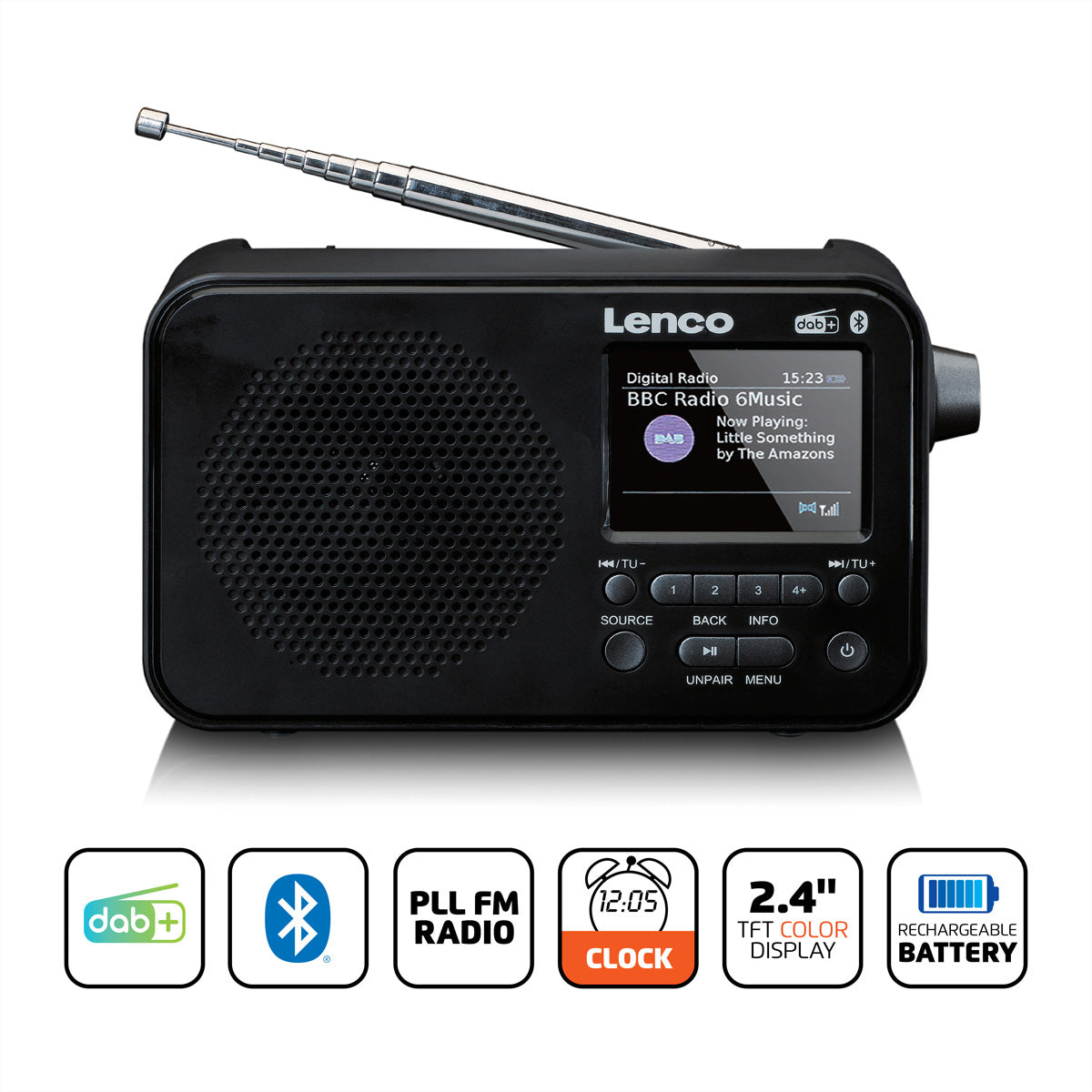 Lenco PDR-036BK – DAB+/UKW-Tischradio, Bluetooth – Schwarz
