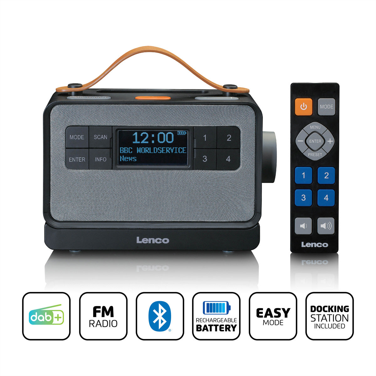 Lenco PDR-065BK – Tragbares DAB+ Radio, UKW, Bluetooth, 8 h Akku – Schwarz