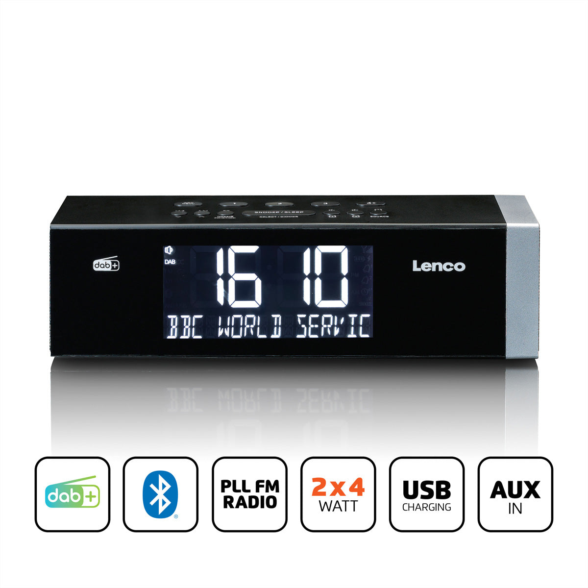 Lenco CR-640BK – DAB+ Radiowecker, Bluetooth 5.0, 4,1" Display, 12 h Akku – Schwarz