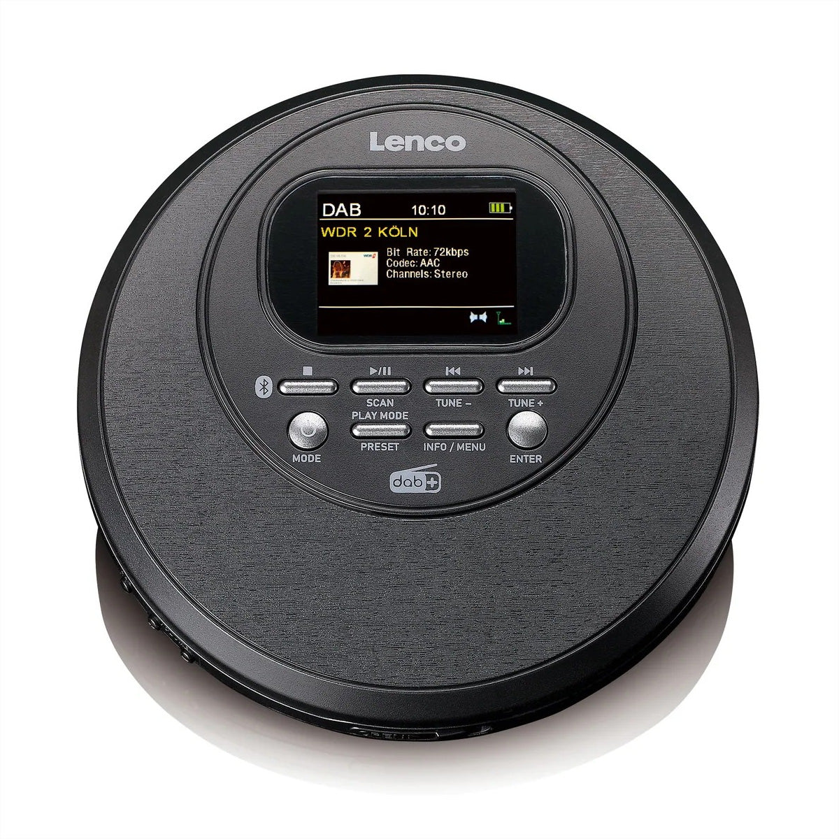 Lenco CD-500BK – Portabler CD-Player, DAB+/UKW, Bluetooth, 4 h Akku – Schwarz