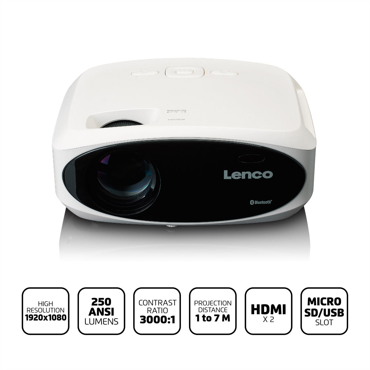 Lenco LPJ-900WH – Standard LCD LED, Full HD (1080p), 250 ANSI Lumen