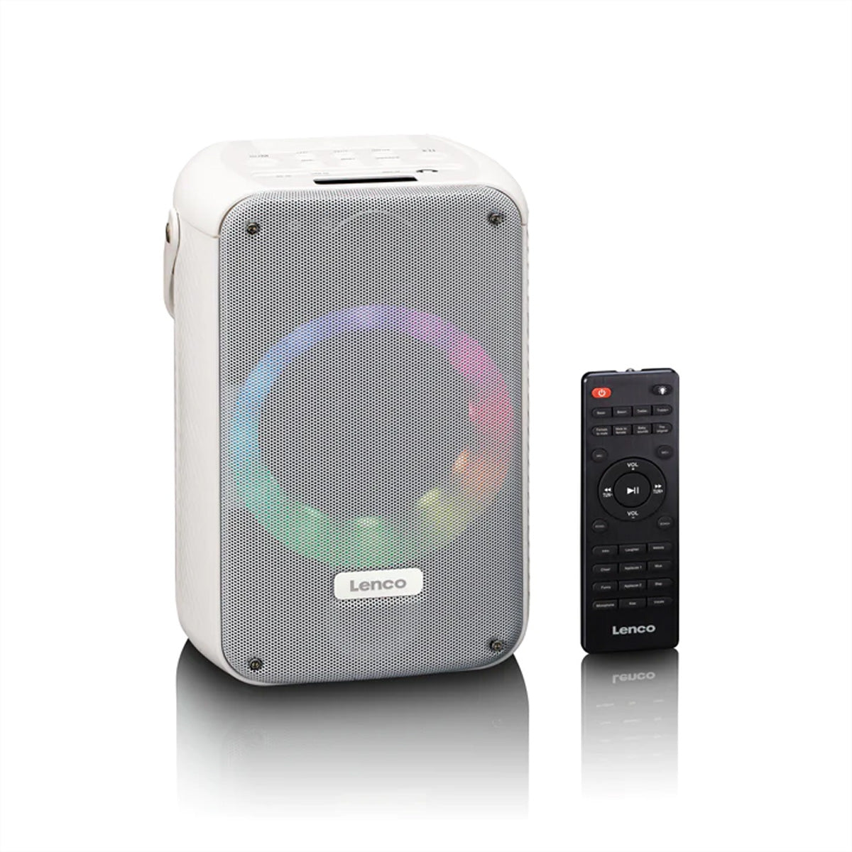 Lenco BTC-060WH – Bluetooth-Lautsprecher – 20 W, 12 h Akku, mit drahtlosem Mikrofon, Weiss