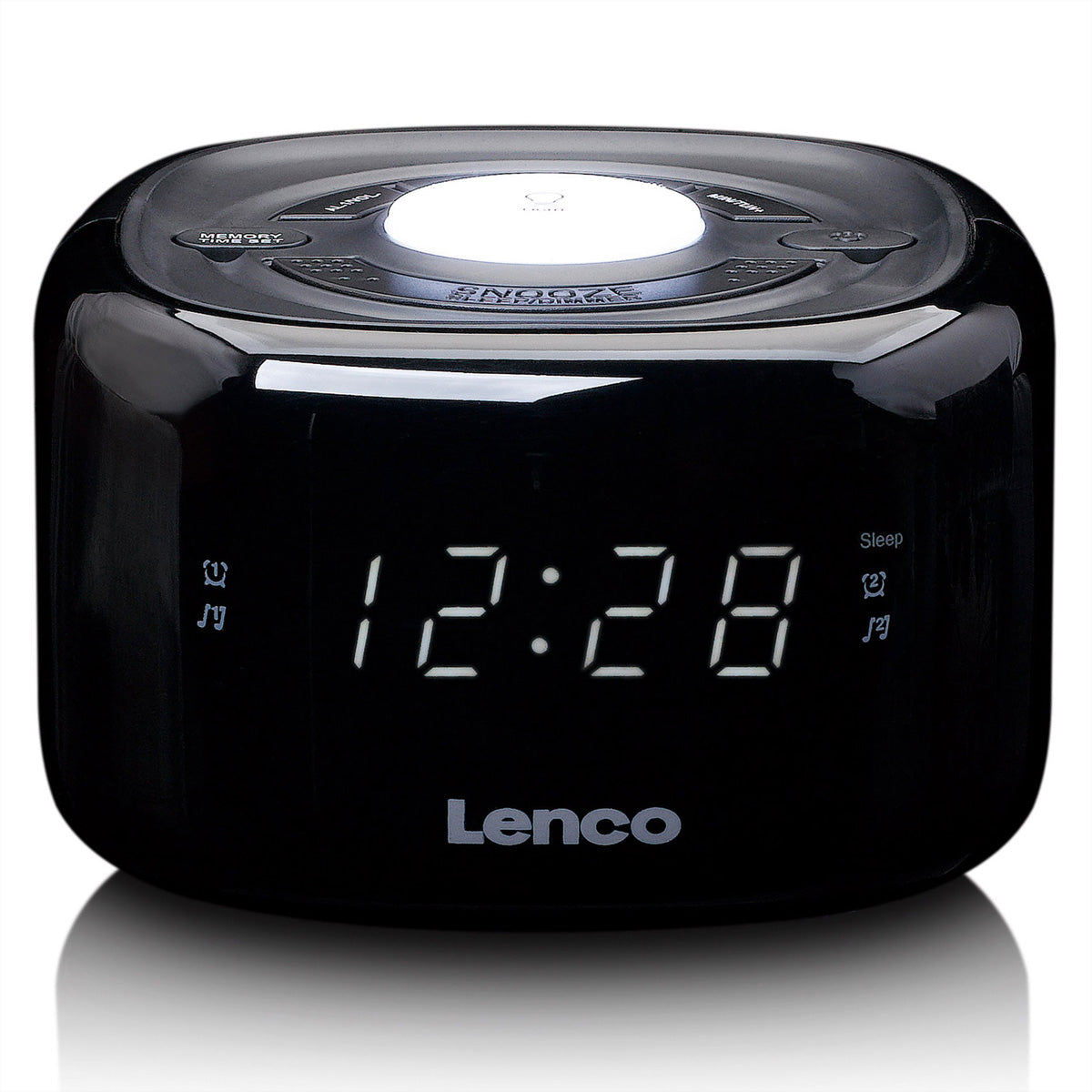 Lenco CR-12BK – Radiowecker UKW, 2 Weckzeiten, LED-Display, Nachtlicht – Schwarz