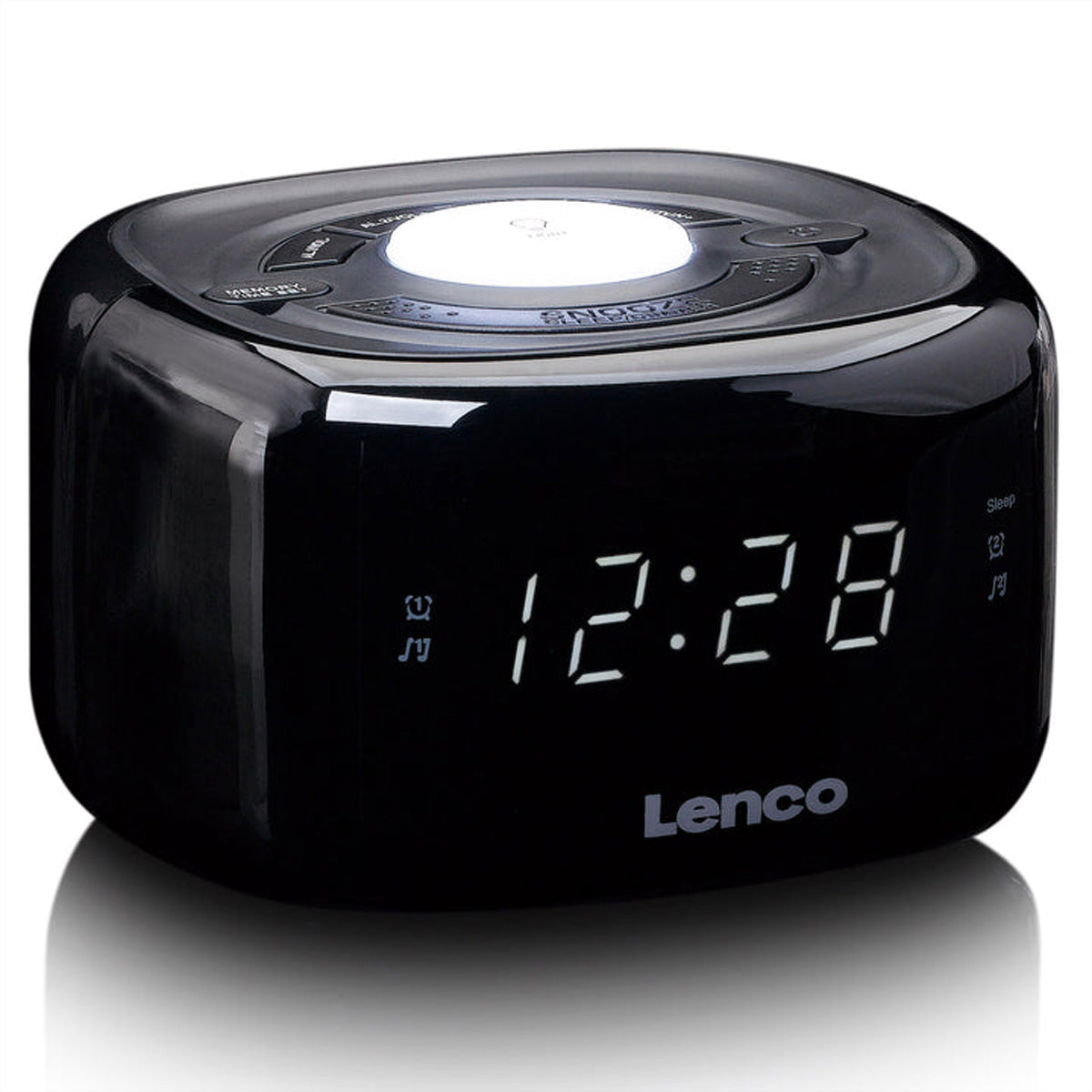 Lenco CR-12BK – Radiowecker UKW, 2 Weckzeiten, LED-Display, Nachtlicht – Schwarz