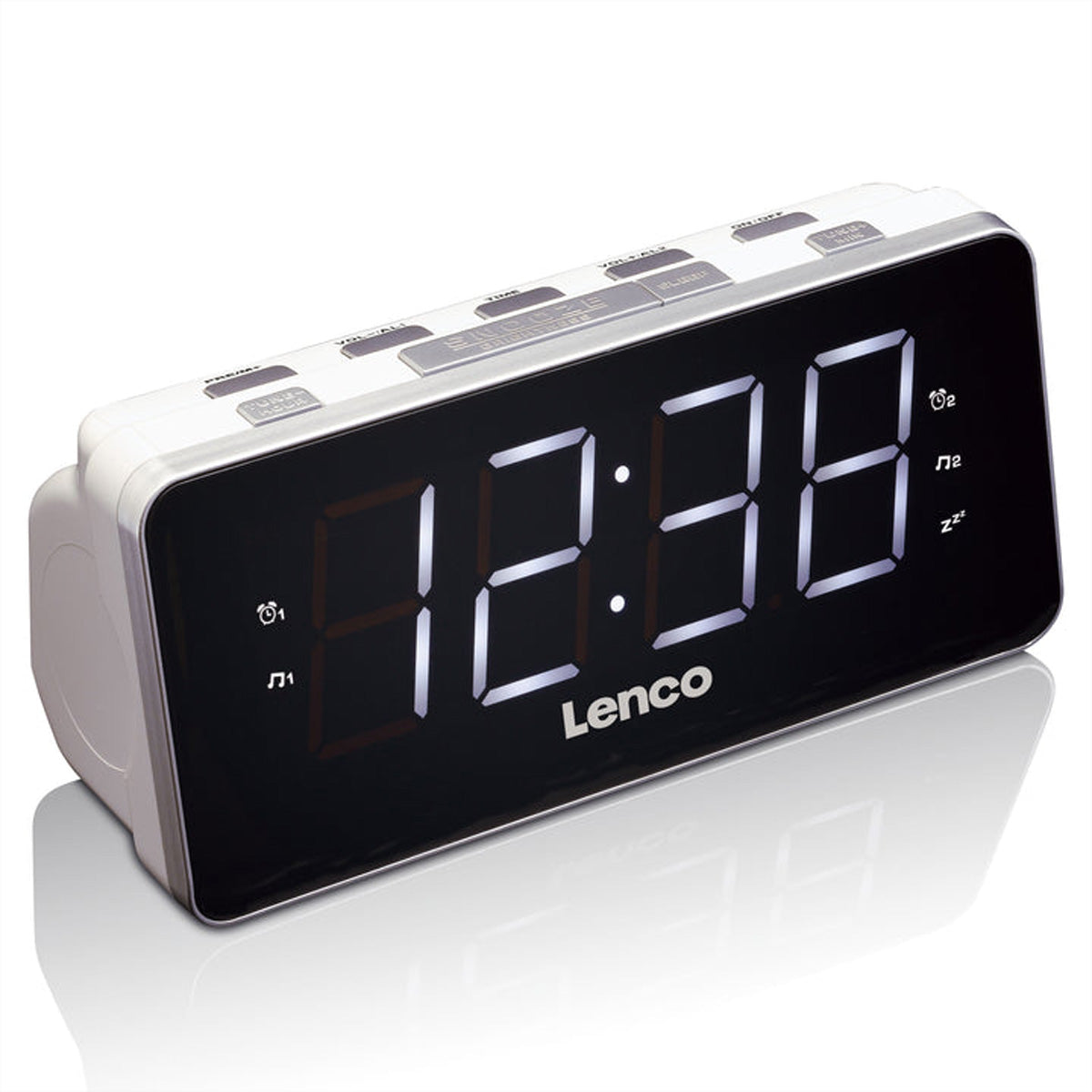 Lenco CR-18 – UKW Radiowecker, 2 Weckzeiten – Weiss