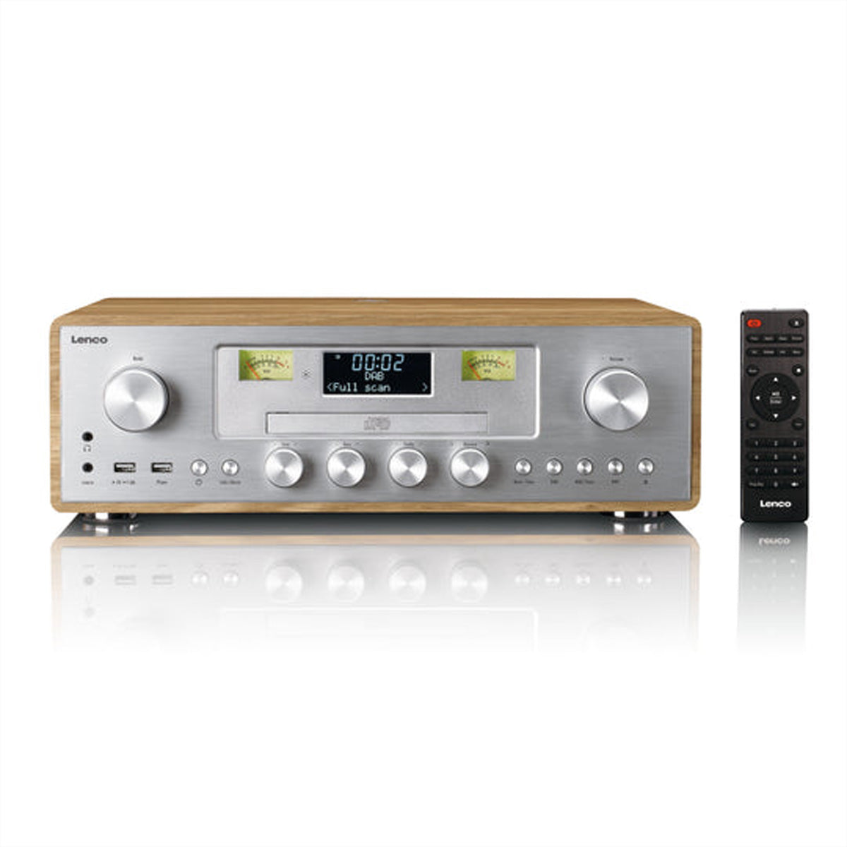 Lenco DAR-281WDSI – Micro HiFi-Anlage, DAB+/FM, CD, Bluetooth, Qi-Laden – Silber