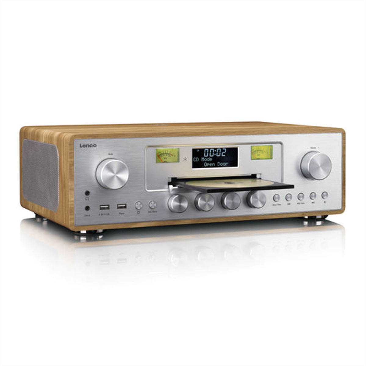 Lenco DAR-281WDSI – Micro HiFi-Anlage, DAB+/FM, CD, Bluetooth, Qi-Laden – Silber