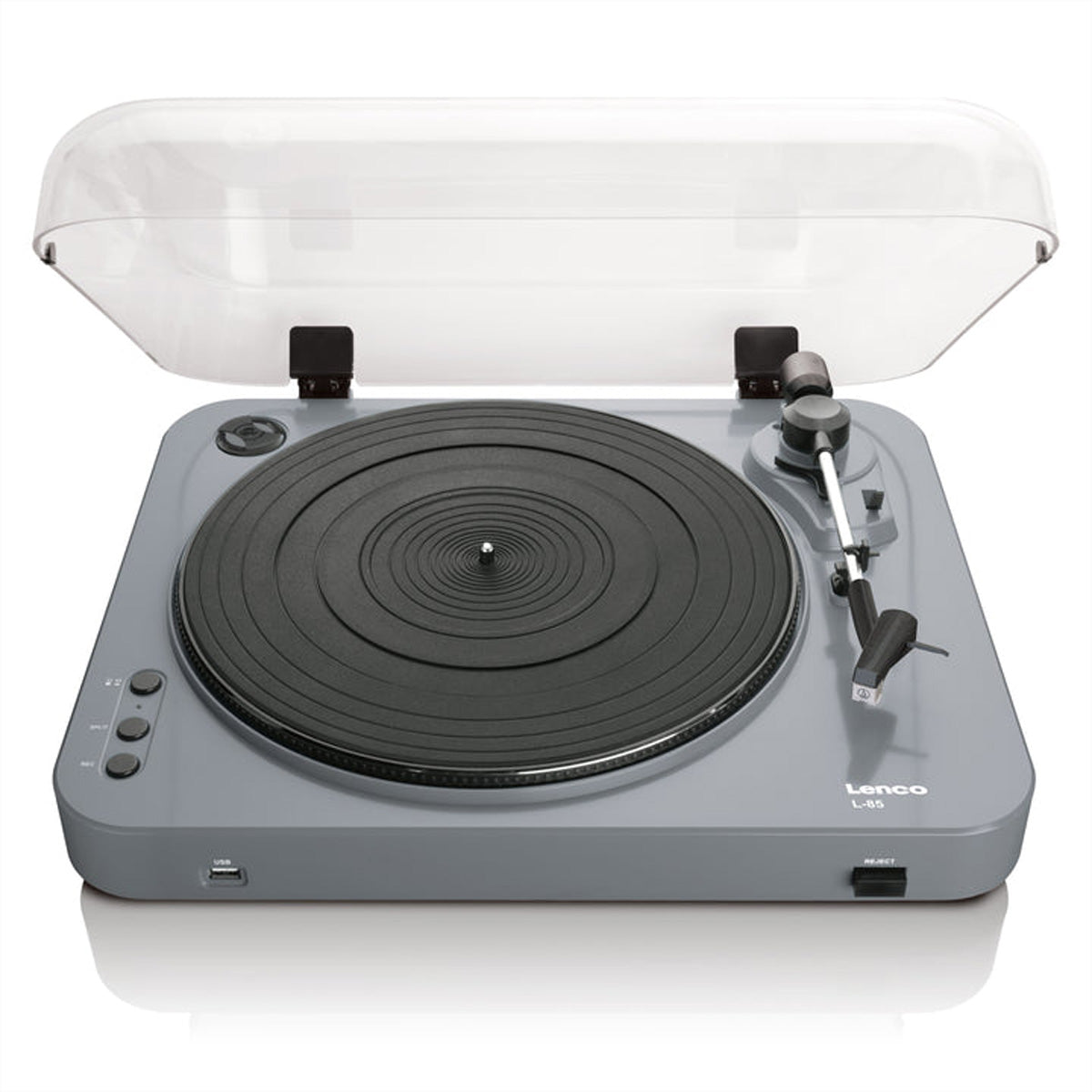 Lenco L-85 – Plattenspieler (Riemenantrieb, halbautomatisch), Phono-Vorverstärker, USB, 33/45 U/min – Grau