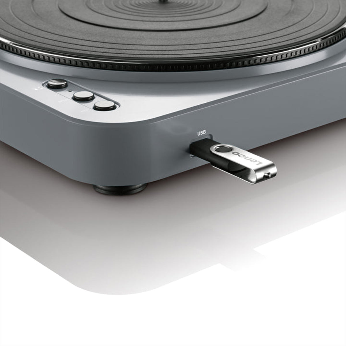 Lenco L-85 – Plattenspieler (Riemenantrieb, halbautomatisch), Phono-Vorverstärker, USB, 33/45 U/min – Grau