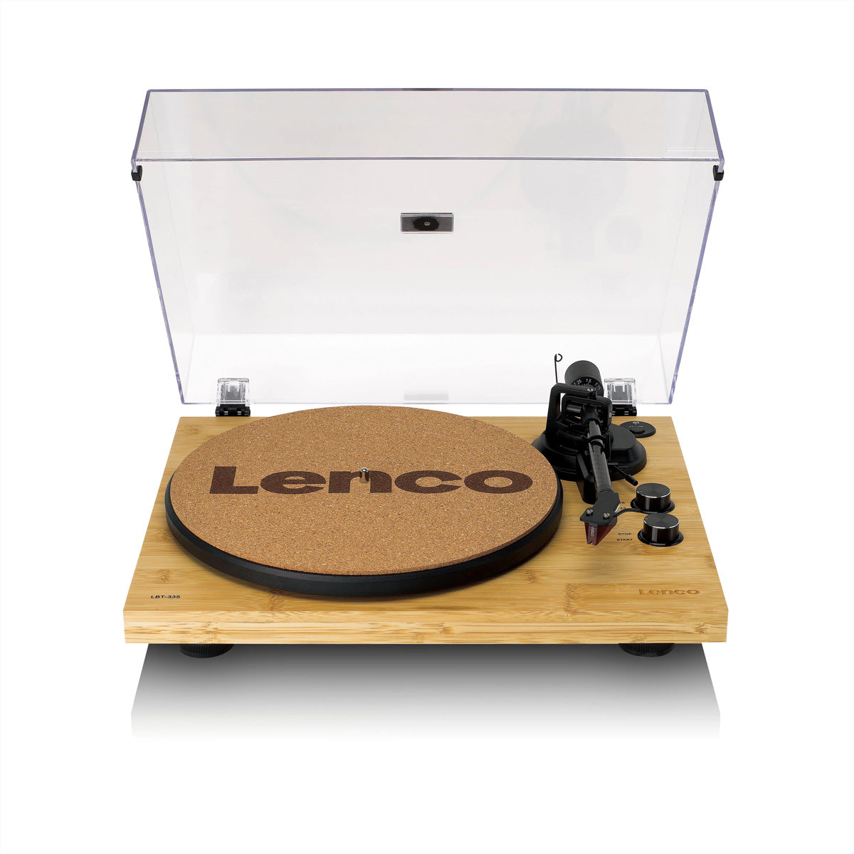 Lenco LBT-335BA – Plattenspieler (Riemenantrieb, Start-Stop), Bluetooth 5.2, Phono-Vorverstärker, 33⅓/45 U/min – Bambus