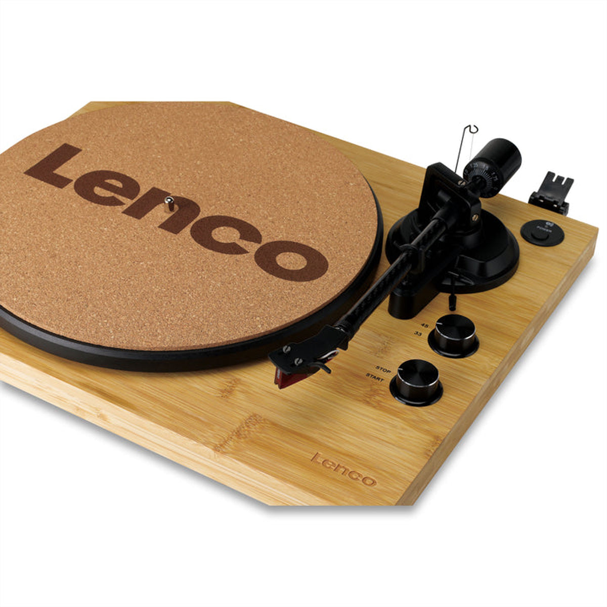 Lenco LBT-335BA – Plattenspieler (Riemenantrieb, Start-Stop), Bluetooth 5.2, Phono-Vorverstärker, 33⅓/45 U/min – Bambus
