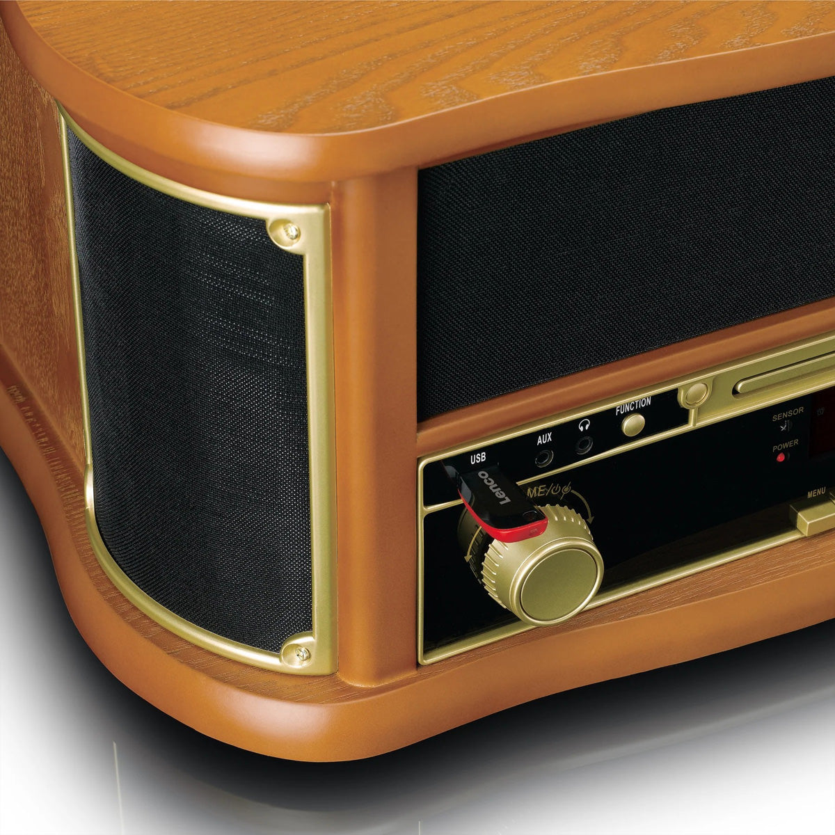 Lenco TCD-2571WD – Plattenspieler (Riemenantrieb), Bluetooth, Phono-Vorverstärker, 33⅓/45/78 U/min – Braun