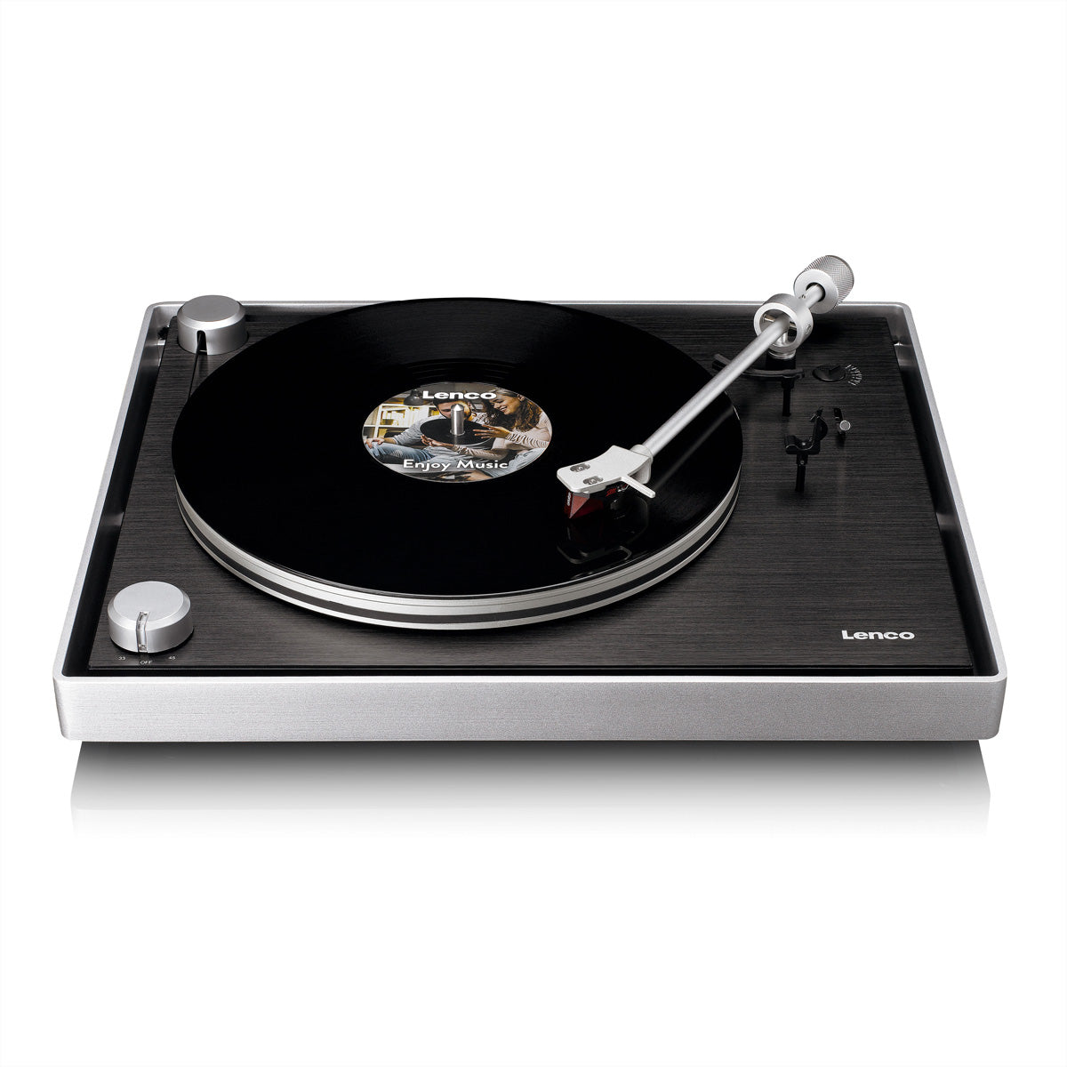 Lenco L-455 – Plattenspieler (Riemenantrieb), Phono-Vorverstärker, 33⅓/45 U/min – Braun