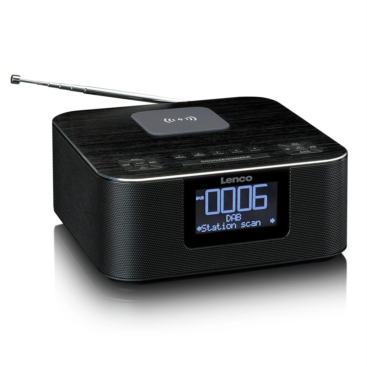 Lenco CR-650BK – Radiowecker DAB+/UKW, Bluetooth 5.0, Qi-Laden, 2 Weckzeiten – Schwarz