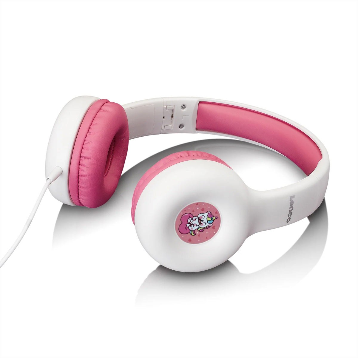 Lenco HP-010PK Kinderkopfhörer – On-Ear, Stereo, 3,5 mm Klinke, 85 dB Lautstärke-Limit, Pink