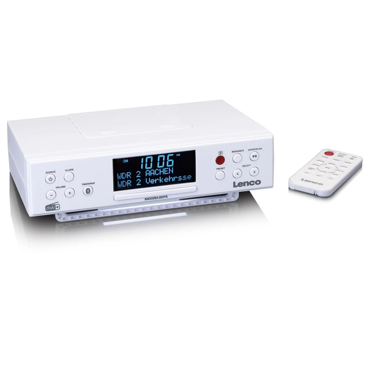 Lenco KCR-190WH – DAB+/UKW-Tischradio, Bluetooth – Weiss