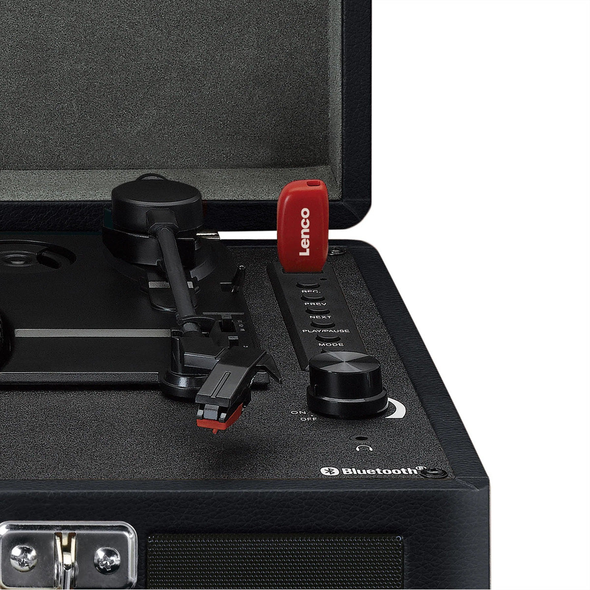 Lenco TT-115BK – Plattenspieler (Riemenantrieb, manuell), Bluetooth 5.0, Phono-Vorverstärker, 33⅓/45/78 U/min – Schwarz