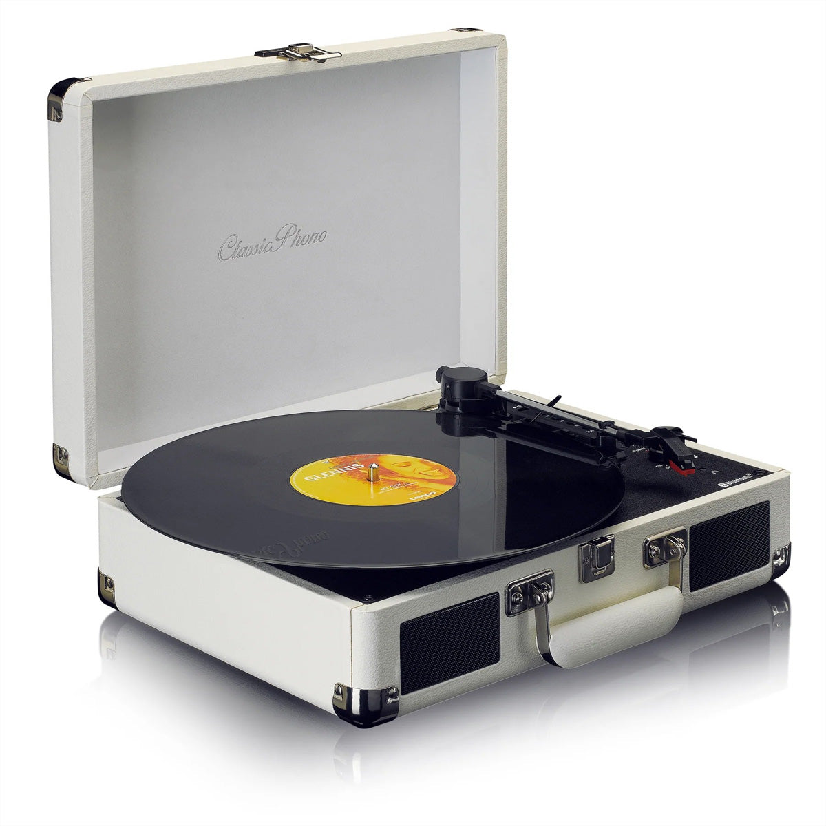 Lenco TT-115CR – Plattenspieler (Riemenantrieb, manuell), Bluetooth, Phono-Vorverstärker, 33⅓/45/78 U/min – Weiss