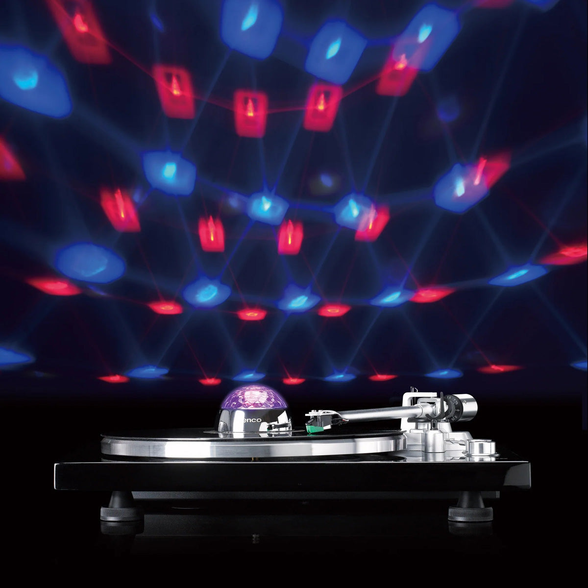 Lenco TTA-080SI – Plattenspieler-Stabilisator – 250 g – RGB-Lichteffekte, Diskokugel, wiederaufladbar – Silber