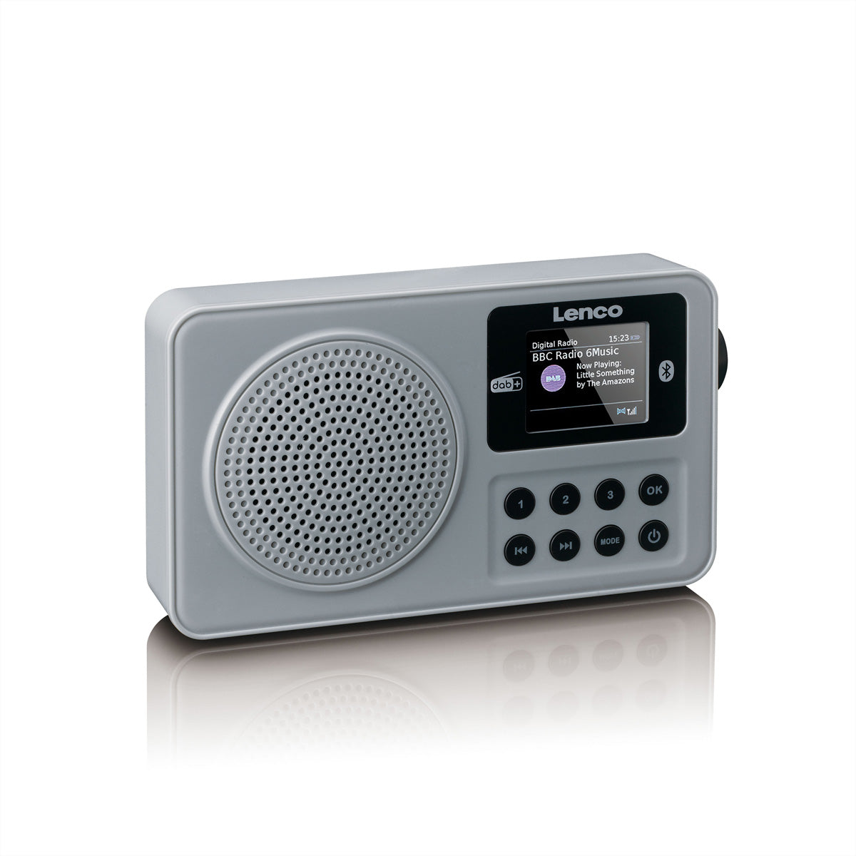 Lenco PDR-034 – DAB+/UKW-Tischradio, Bluetooth, 10 h Akku, Wecker – Grau