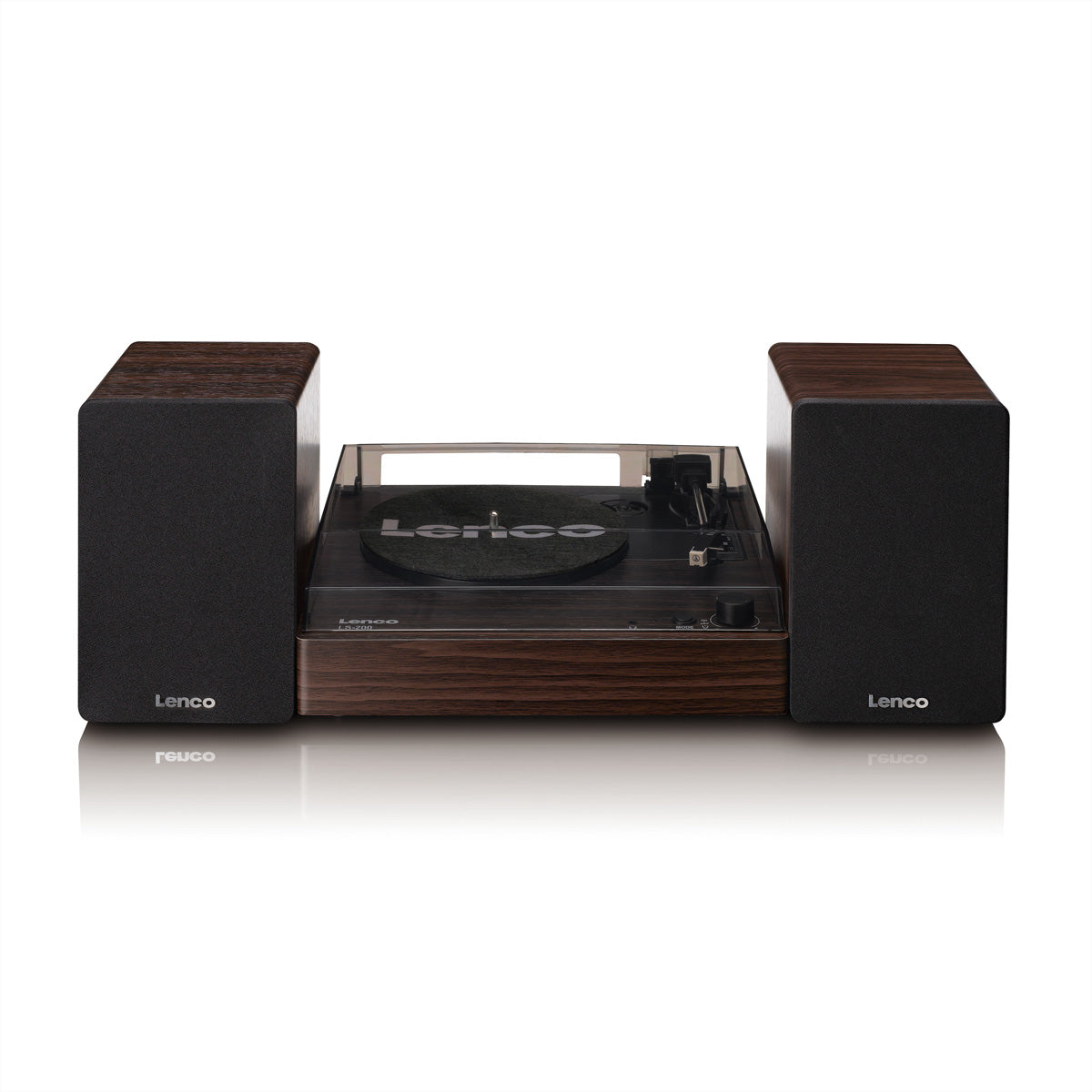 Lenco LS-200 – Plattenspieler (Riemenantrieb), Bluetooth, integrierte Lautsprecher, 33⅓/45 U/min – Braun