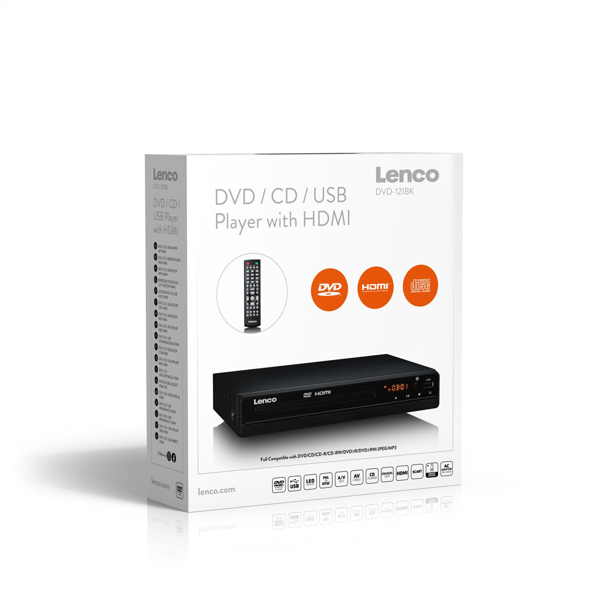 Lenco DVD-121BK – DVD-Player, USB, HDMI, Composite Video, Schwarz