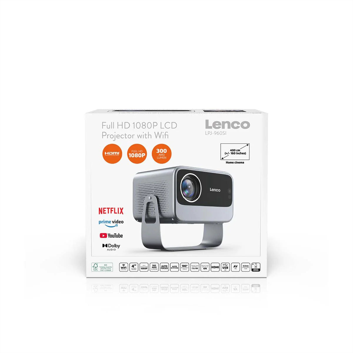 Lenco LPJ-960SI – LCD LED, Full HD (1080p), 300 ANSI Lumen