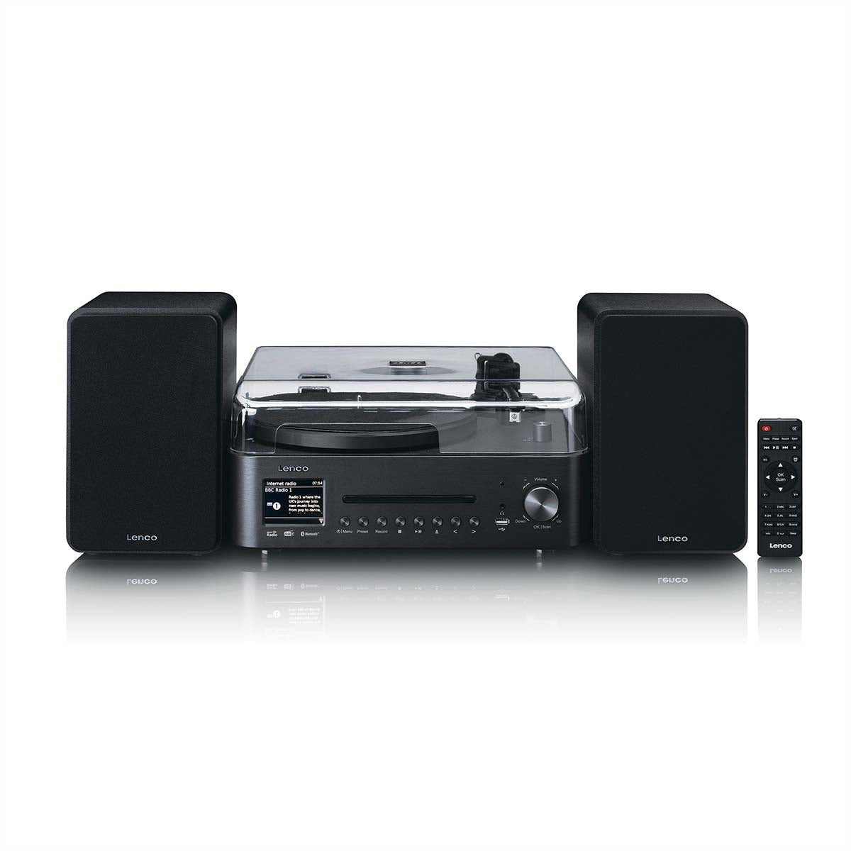 Lenco MC-760BK – Micro HiFi-Anlage, Internetradio, DAB+/UKW, CD, Bluetooth, WLAN, 60 W – Schwarz