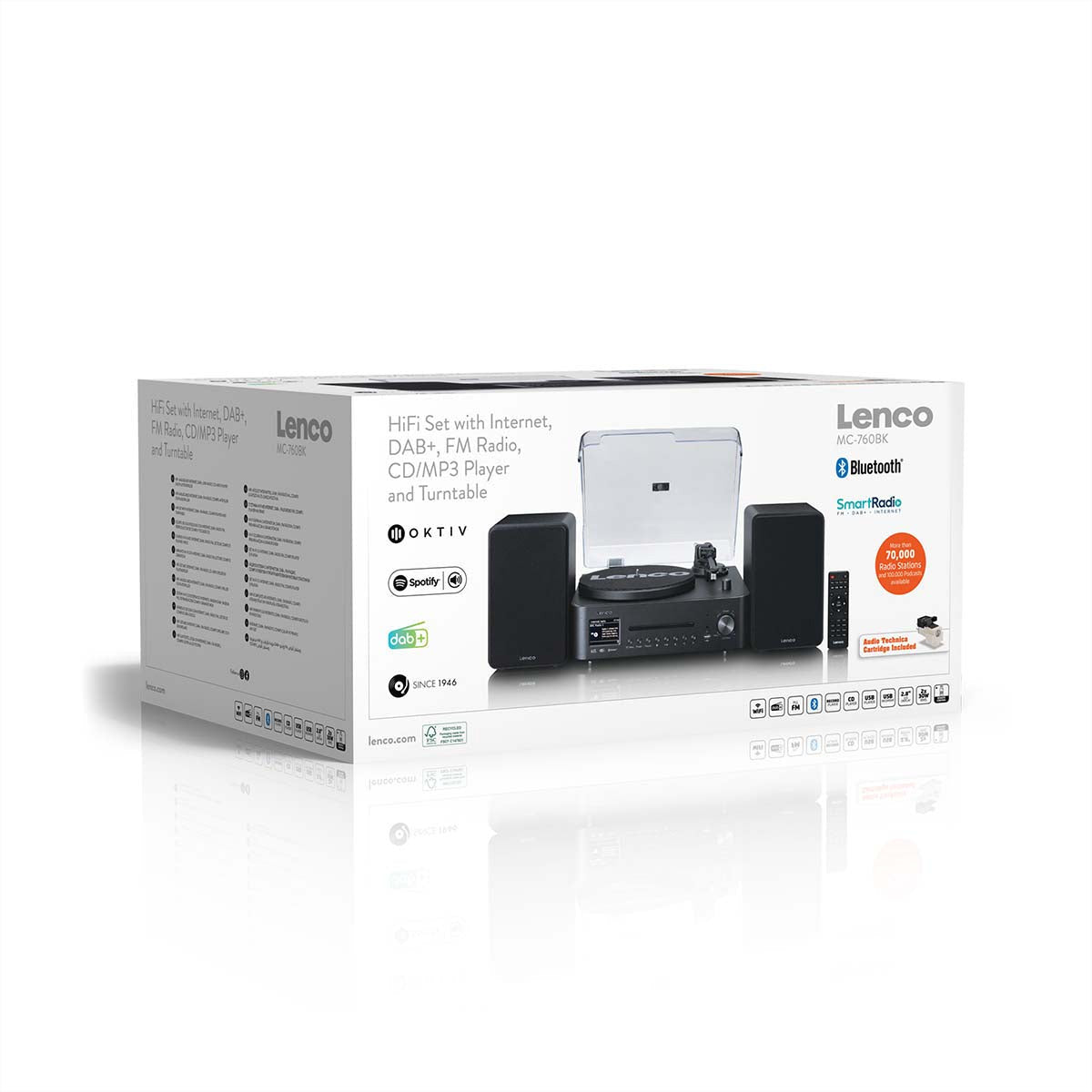 Lenco MC-760BK – Micro HiFi-Anlage, Internetradio, DAB+/UKW, CD, Bluetooth, WLAN, 60 W – Schwarz